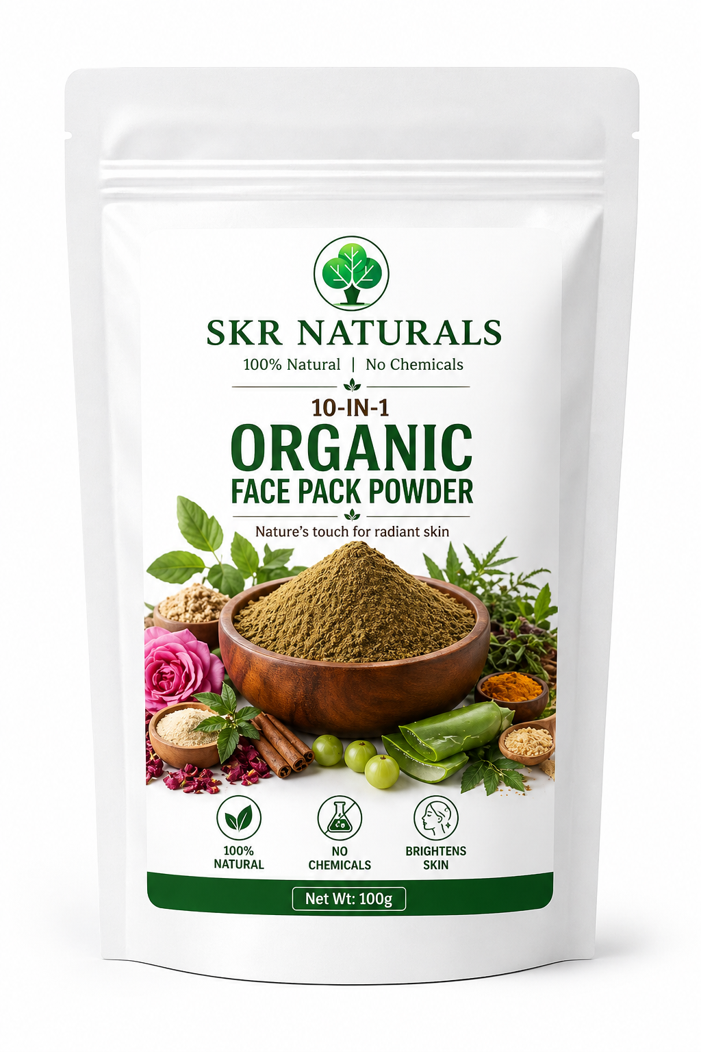 SKR NATURALS 10 in 1 Organic Face Pack | 100 g
