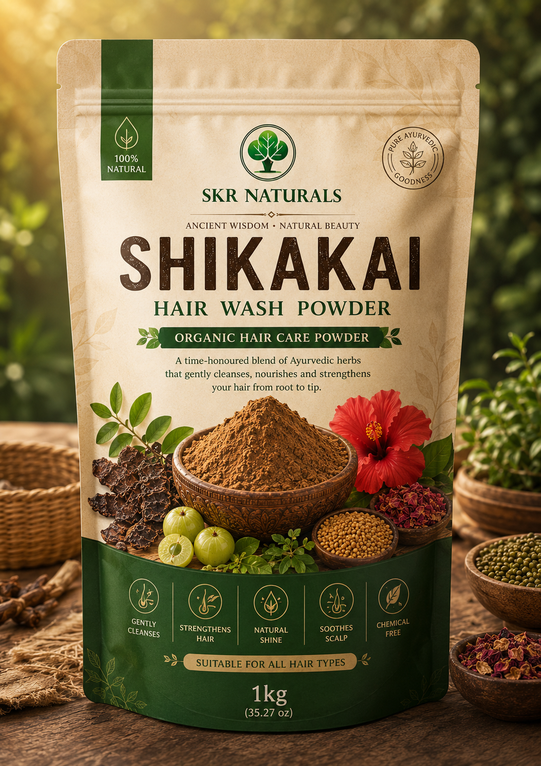 SKR NATURALS 10-in-1 Organic Shikakai Powder | 200g