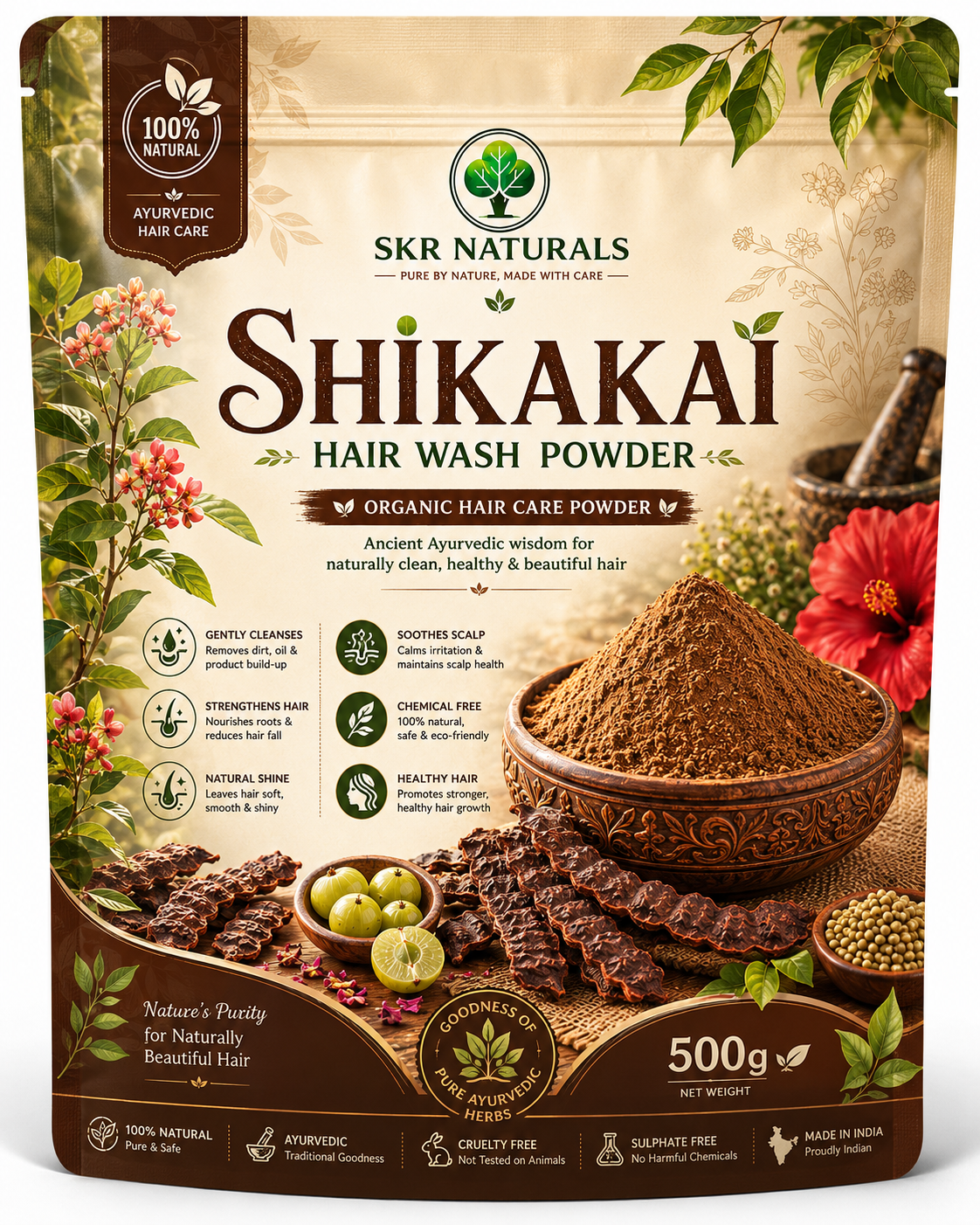 SKR NATURALS 10-in-1 Organic Shikakai Powder | 200g