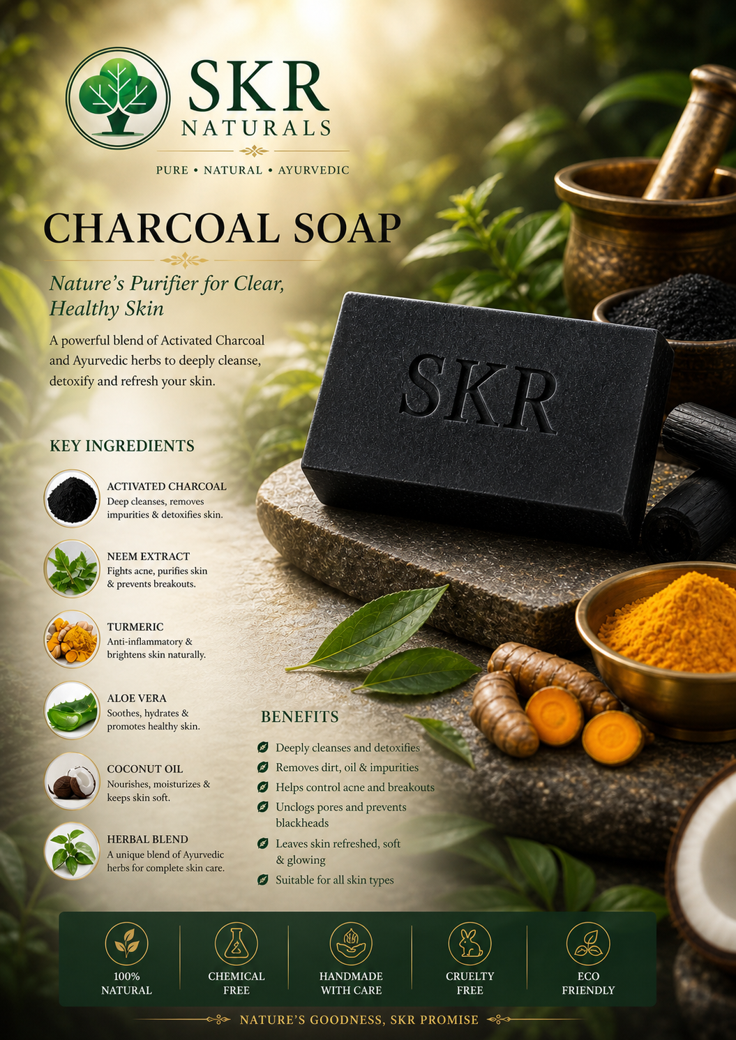 SKR NATURALS CHARCOAL SOAP | 100g