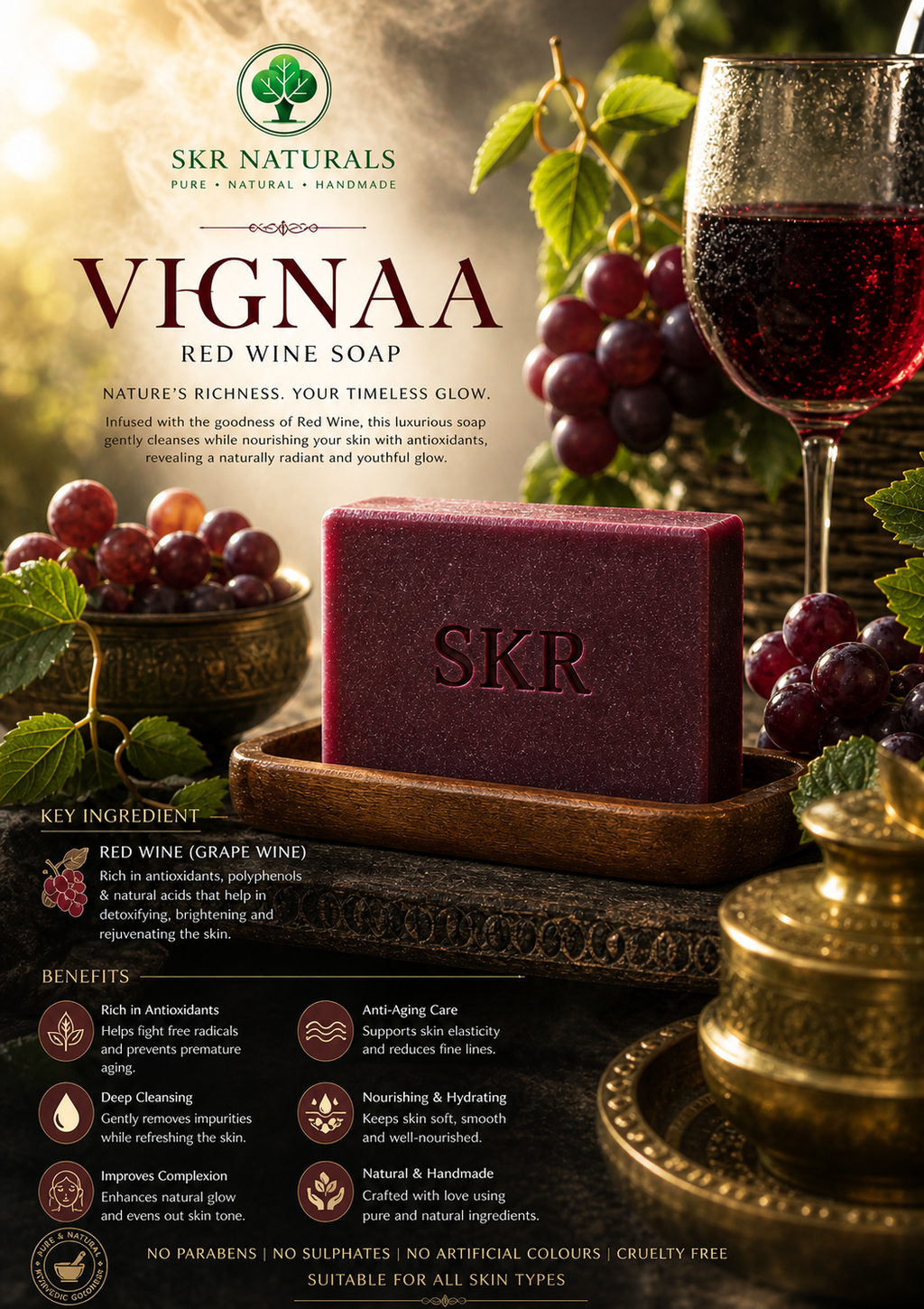 SKR NATURALS RED WINE SOAP | 100 g
