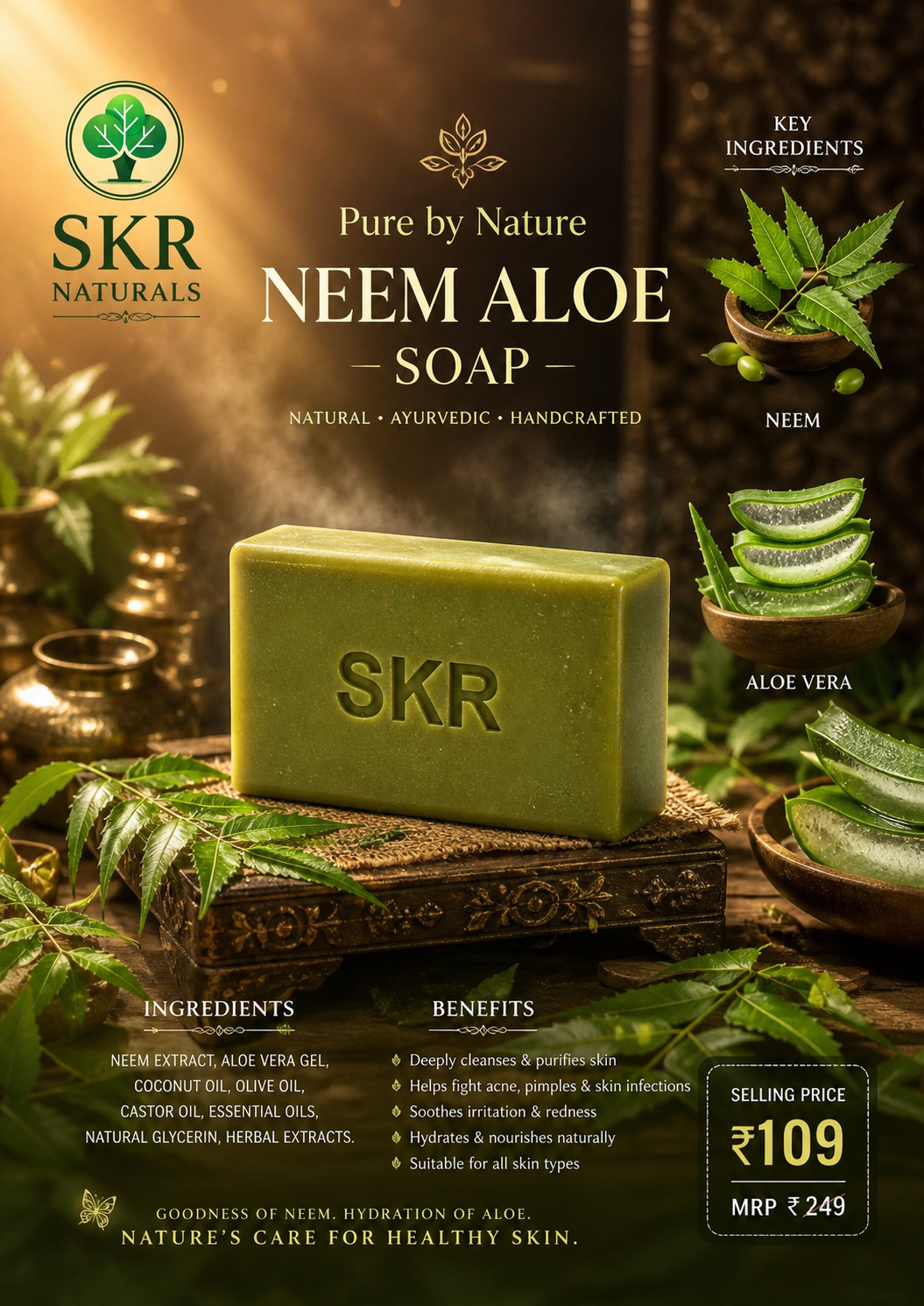 SKR NATURALS NEEM ALOE SOAP | 100g