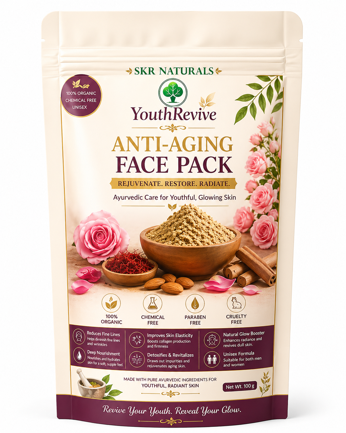 SKR NATURALS Youth Revive Anti-aging Face Pack | 100g