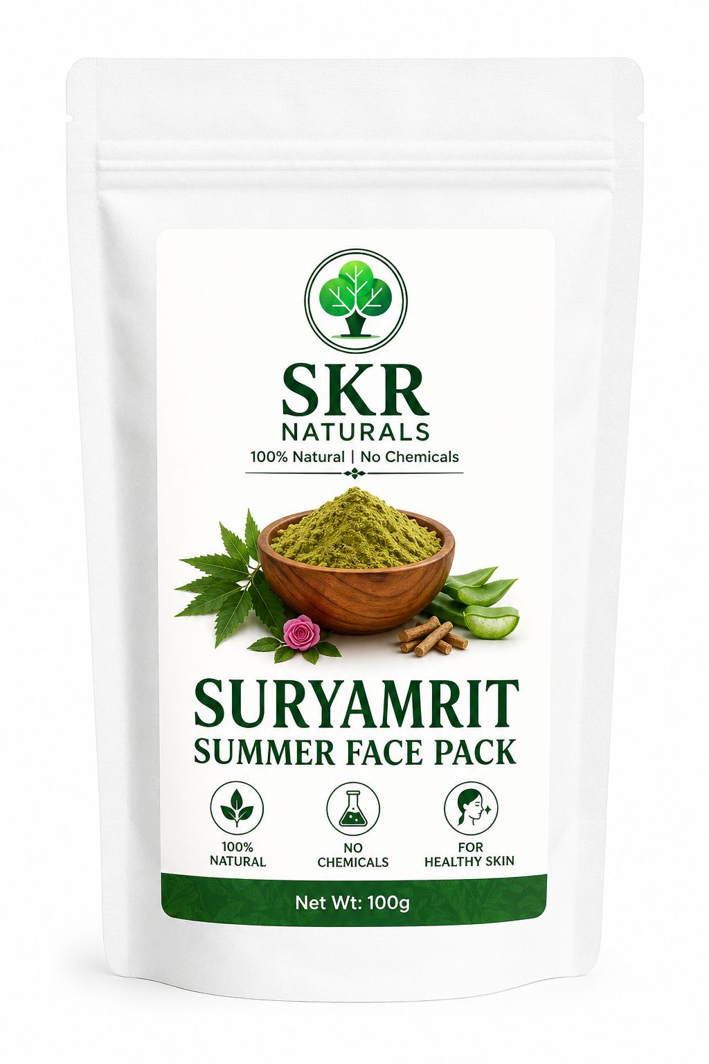 SKR NATURALS Suryamrit Cooling Herbal Radiance Face Pack | 100g
